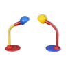 Two desk lamps from the 80s/90s in primary colors