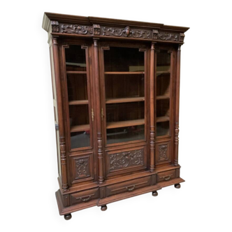 Antique Neo-Renaissance bookcase, display cabinet, walnut