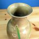 Old Indian Floral Vase Hand Painted Green Gold Background 25cm