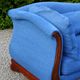 Grande méridienne vintage bleu cobalt en tissu et bois – chaise longue 190