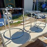 3 Vintage Nesting Tables Chrome and Smoked Glass