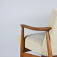 Fauteuil scandinave restauré « Kedziorek », années 1960, cordon crème, teck