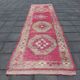 Tapis de Couloir Anatolien Fuchsia, Motifs Géométriques Vintage, 94x324 Cm