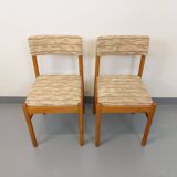 Pair of vintage Baumann chairs in wood and fabric from the 70s
