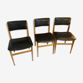 Série de 3 chaises scandinaves