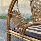 Single rattan and peacock cane bed