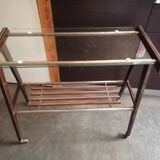 Side table served vintage casters 1960 Italian style metal glass