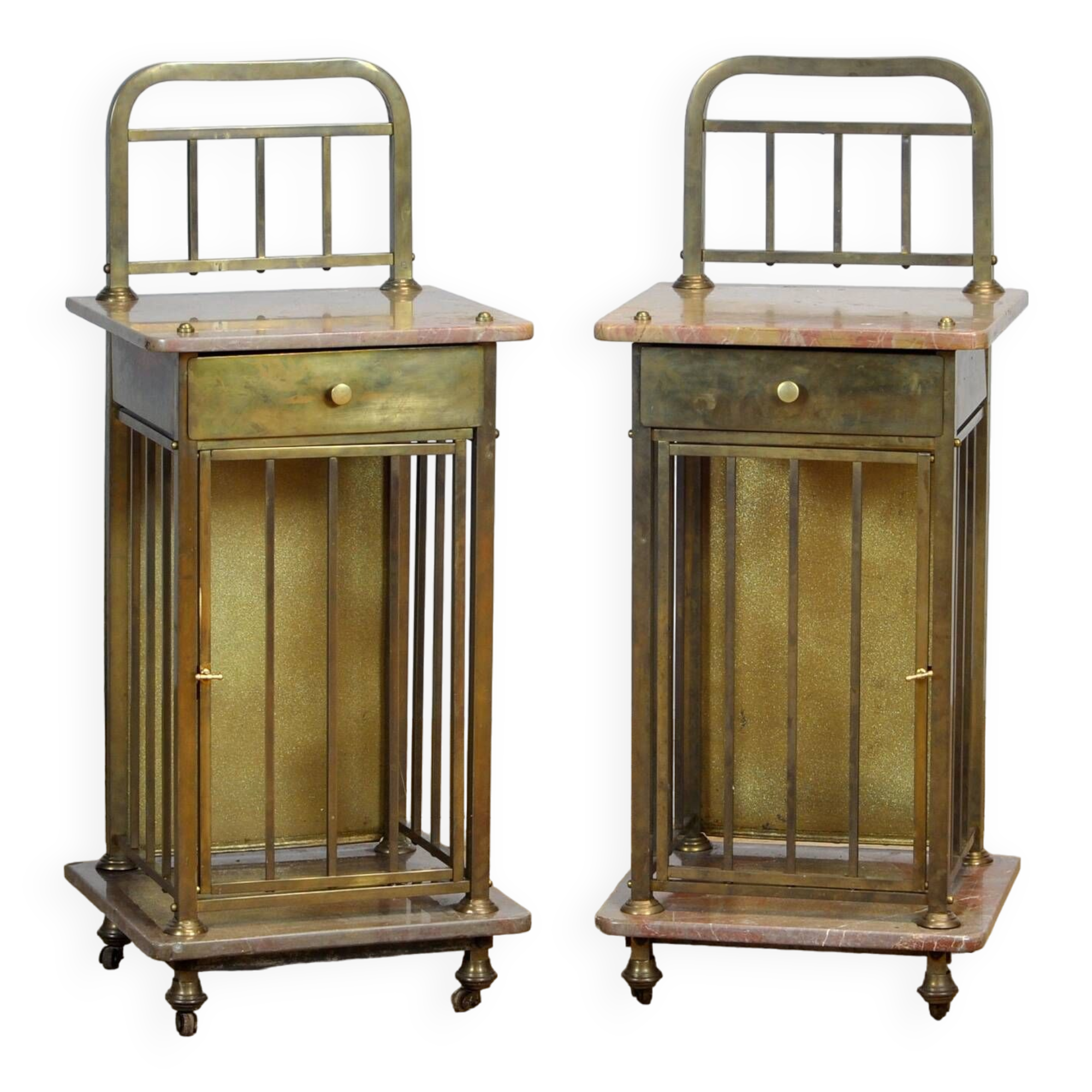 Set Of Marble And Brass Nightstands, 1880's