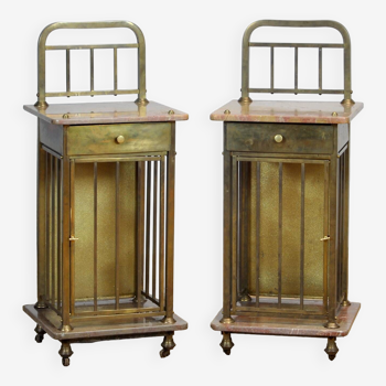 Set Of Marble And Brass Nightstands, 1880's