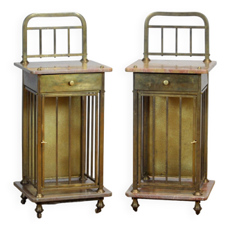 Set Of Marble And Brass Nightstands, 1880's