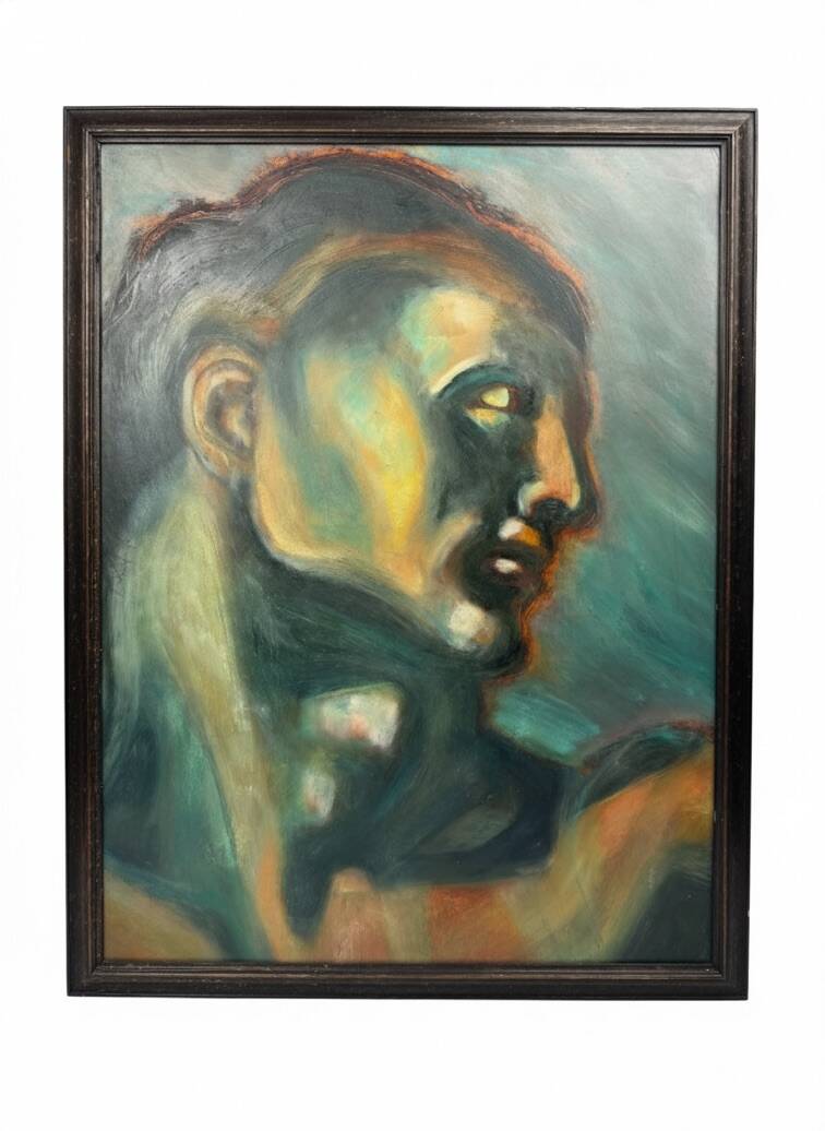 Oil on cardboard – stylized Art Deco study after the Adam of the Sistine Chapel – 60 x 80 cm