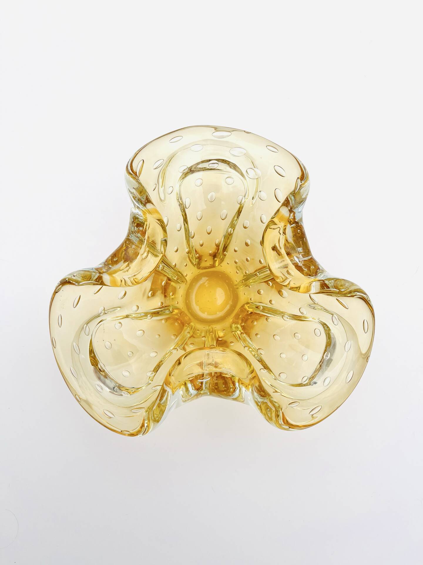 Murano bowl Archimede Seguso Bullicante Sommerso Yellow Gold