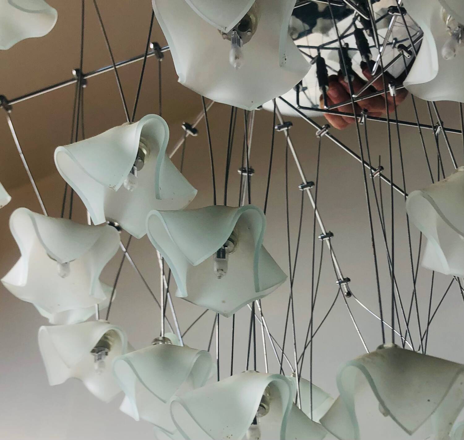 Lustre en cascade Lucciole par MetalSpot, italy, chromé et verre dépol