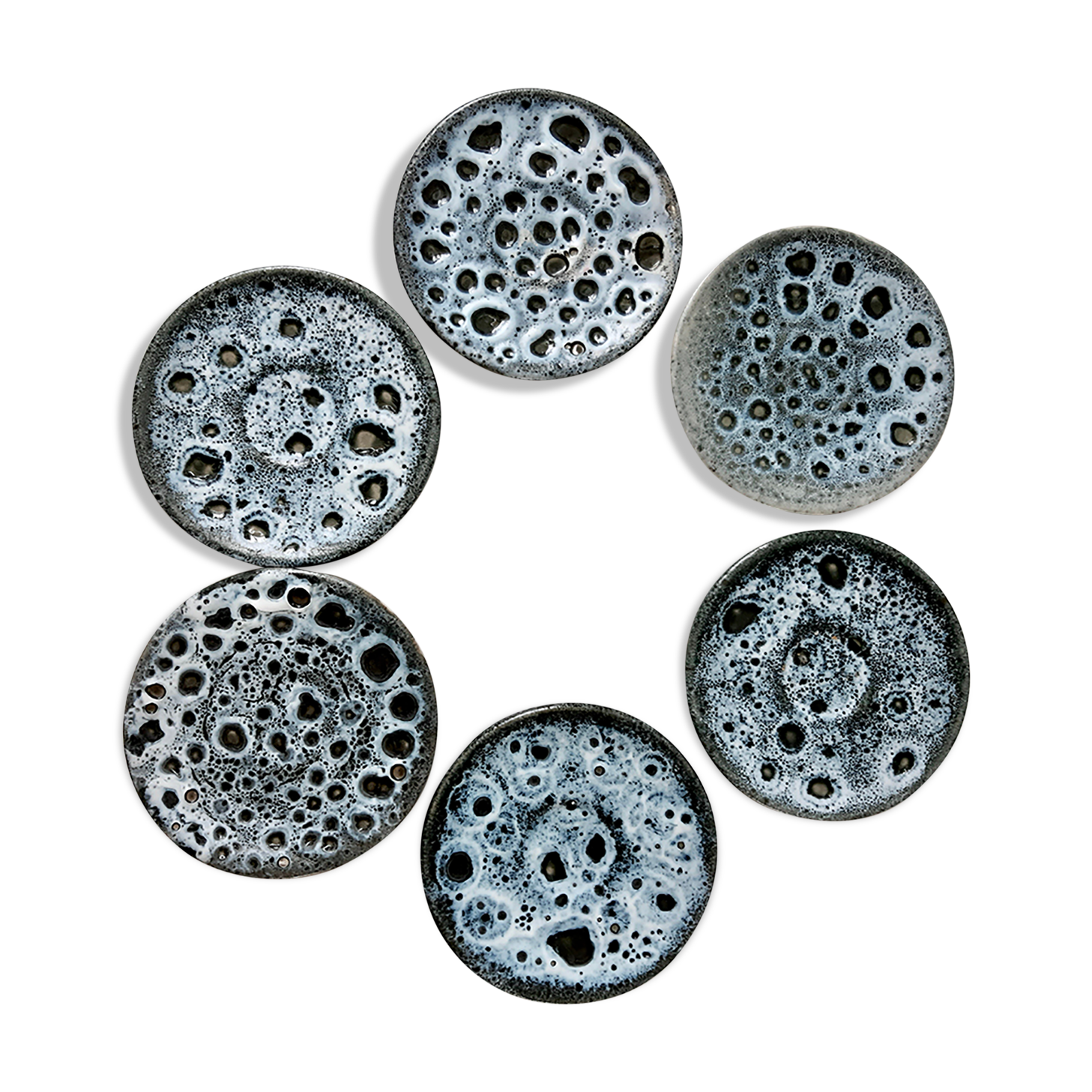 Set of 6 coasters signed Luc Vallauris