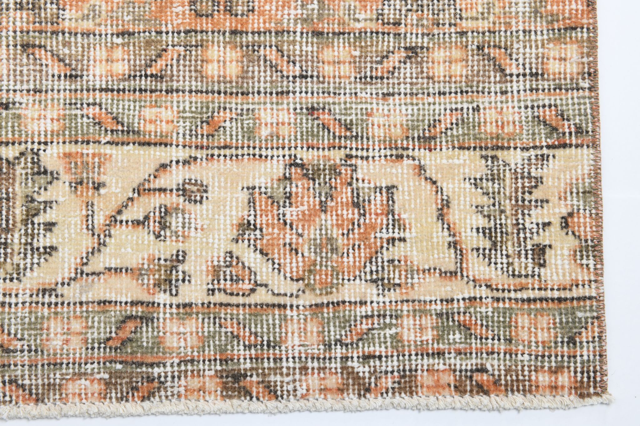 Tapis floral orange vintage, 340x85cm