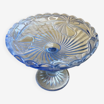 Blue glass compote bowl