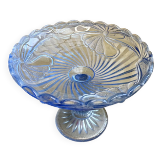 Blue glass compote bowl