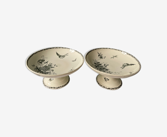 Lot de 2 compotiers sur piédouche XIXème Grand Dépôt, E.Bourgeois Paris