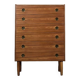 Mid-century modern Danish high chest of drawers in teak with brass handles, 1960s