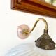 Wall lamp gooseneck in gilded metal and white opaline