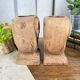 Pair of wooden "owl" candlesticks