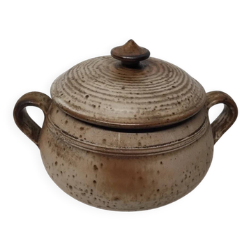 Vintage Signed Stoneware Soup Tureen with Handles