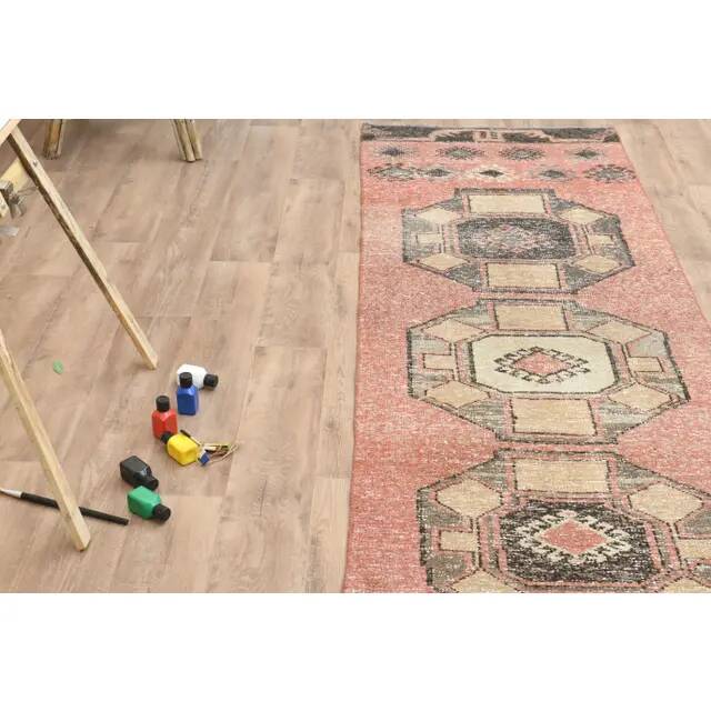 1970s Turkish Oushak Handmade Wool Cotton Orange Runner Rug 82x366
