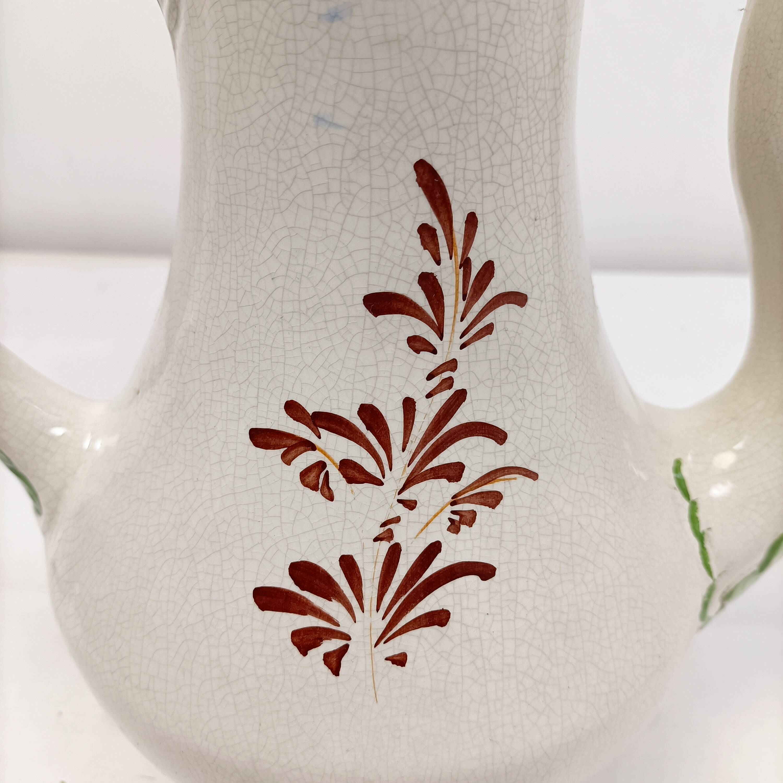 Antique Italian Bassano Vase Pitcher Carafe - Flower Pattern