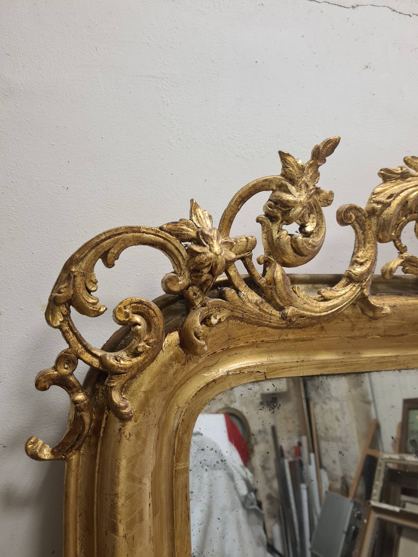 Large antique gilded mirror in Louis Philippe style