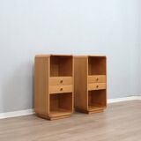 Pair of tall vintage birch wood bedside tables / entryway console 1970s
