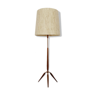 Copper and teakwood floor lamp by Temde