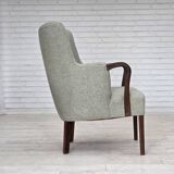 1960s, Danish armchair, original light grey furniture wool, teak wood.