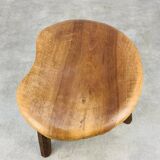 Brutalist tripod stool in solid wood