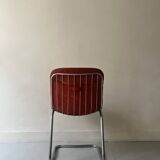 chaise style rinaldi en métal chromé et galette tissu daim, design 1970