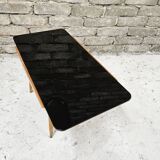 Small opaque black glass coffee table 1960