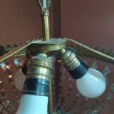 Napoleon 3 brass basket chandelier with glass pendants