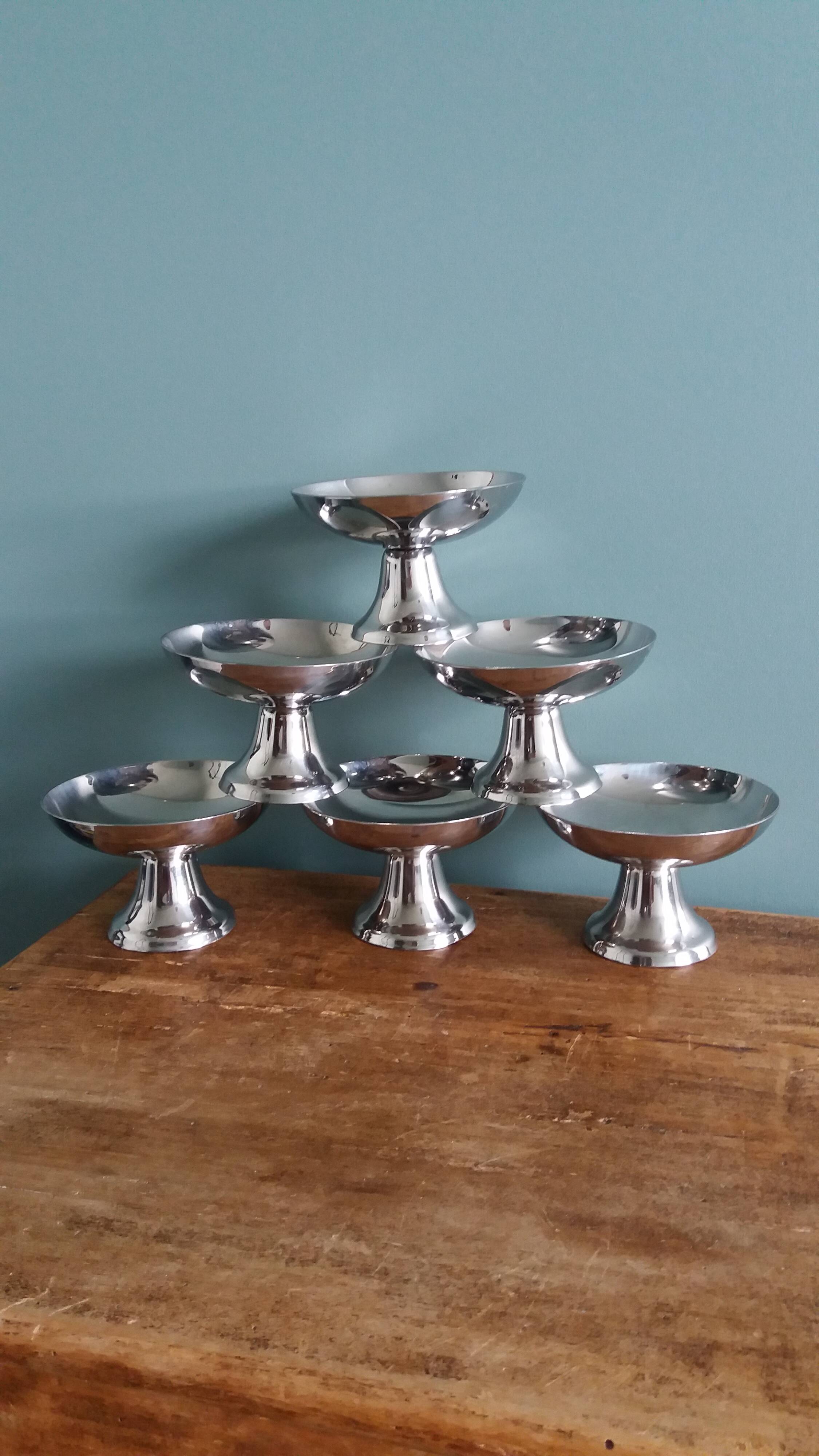 Guy Degrenne stainless steel ice cream cups