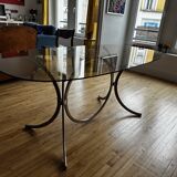 Glass and metal table
