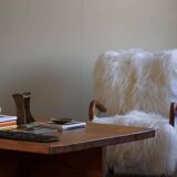 Modern Swedish coffee table in solid pine by Sven Larsson, brutalist, 1970s.
