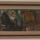 Huile sur toile suédoise originale – « Deux personnages à une table »