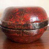 Round Chinese box lacquered red