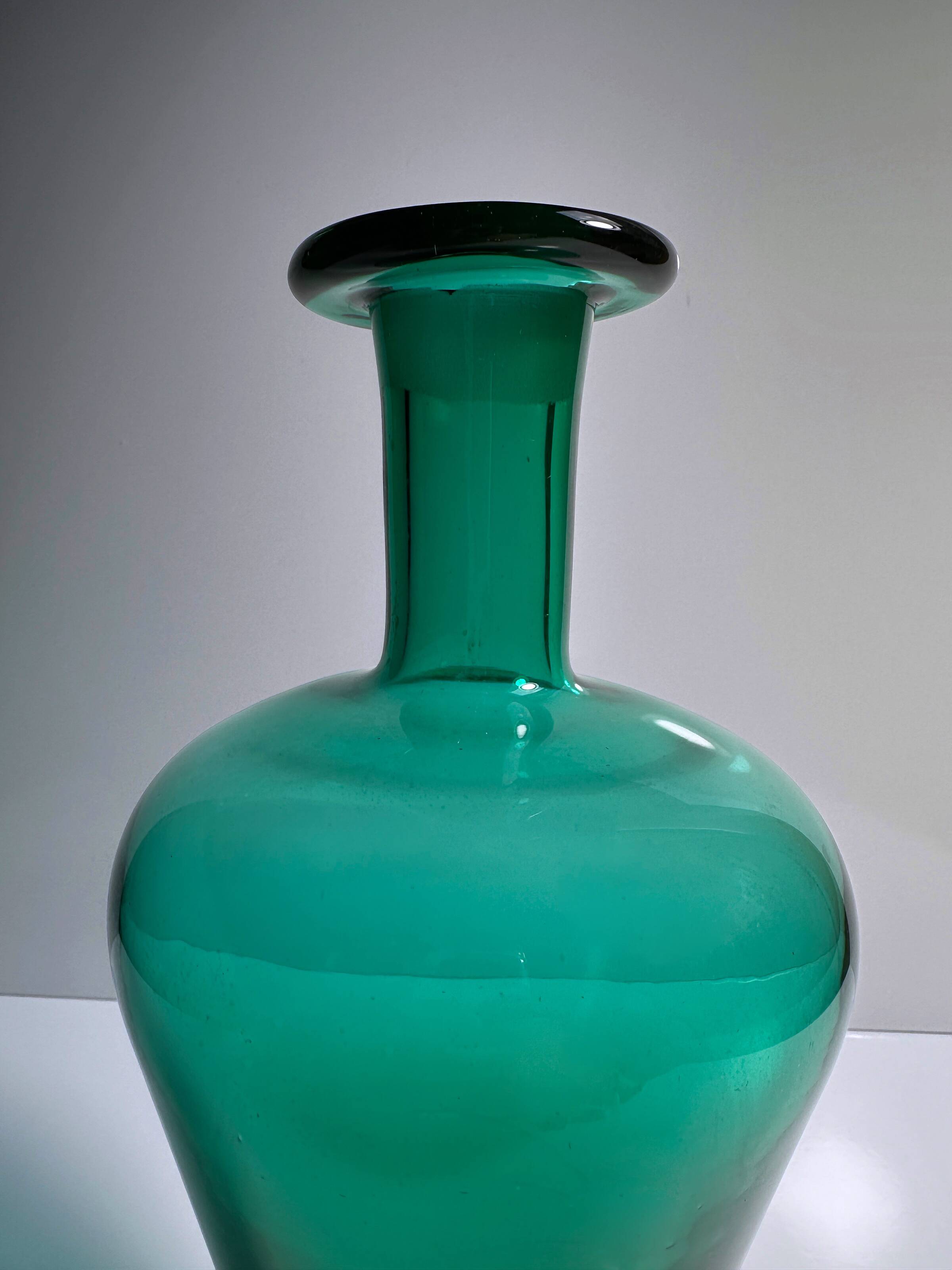 1990s Postmodern Flower Vase Green Swedish Amphora