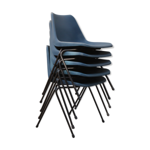 Lot de 5 chaises en plastique bleu