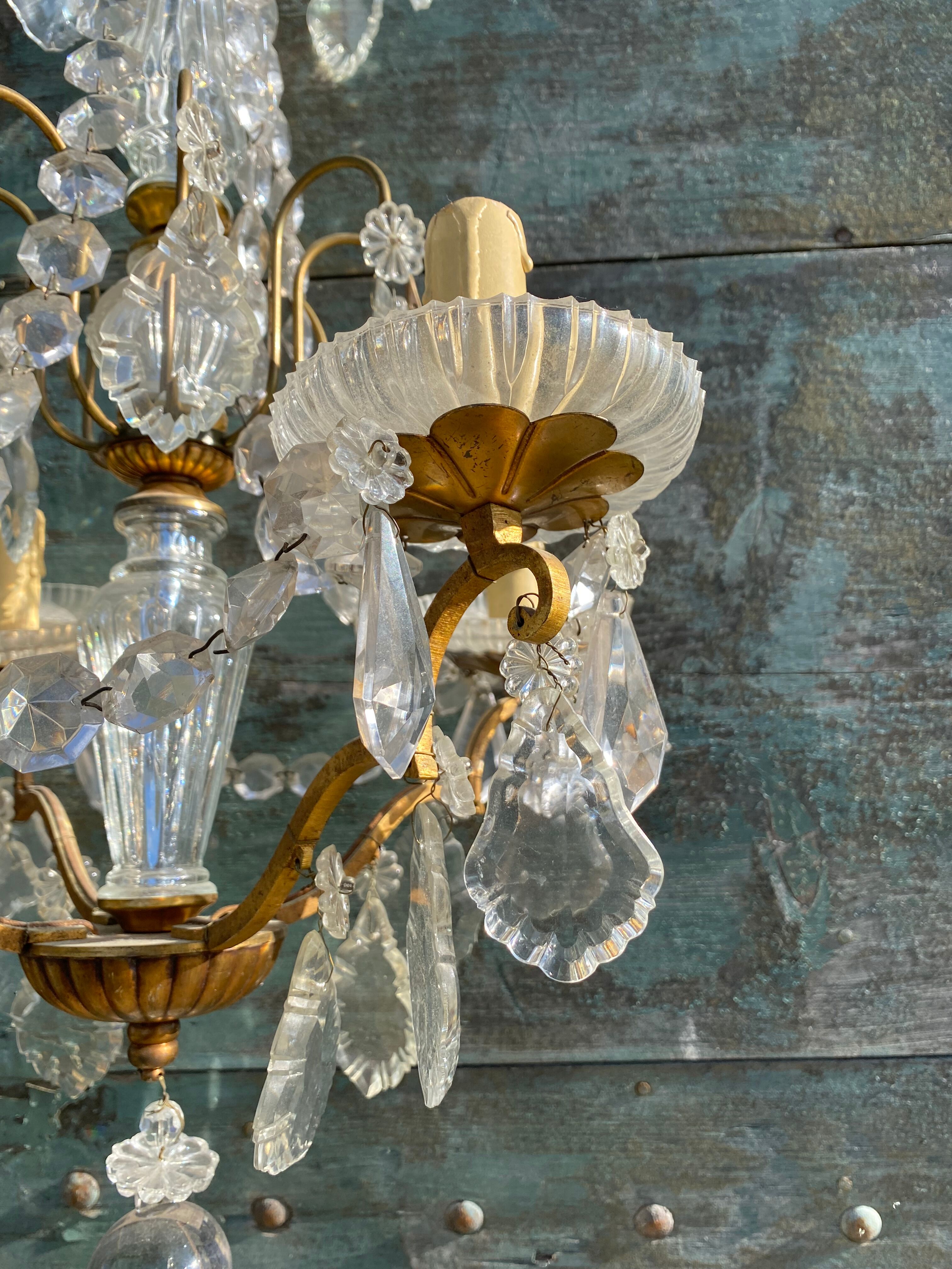 Chandelier with bronze and crystal grapevines