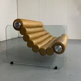 Canapé Hyaline en cuir et verre par Fabio Lenci pour Comfortline Italie 1960