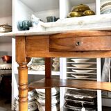 Coiffeuse, meuble de toilette en bois et marbre 80 x 48 cm