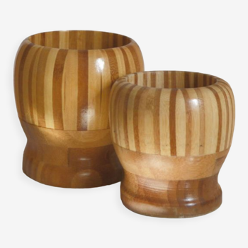 Lot de deux cache-pots en bois scandinaves