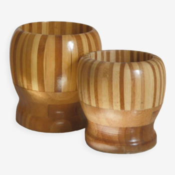 Set of two Scandinavian wooden pot covers