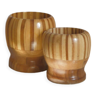 Set of two Scandinavian wooden pot covers