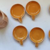 Ensemble 6 cendriers individuels de table en terre emailléejaune orange ethnique